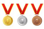 Trio of Medals in Gold, Bronze and Silver